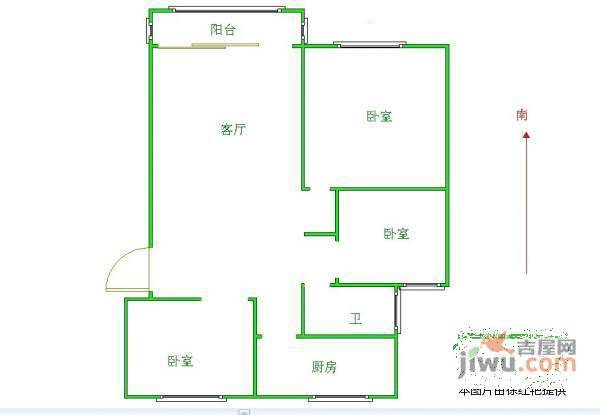 海润枫景花园3室2厅1卫115㎡户型图