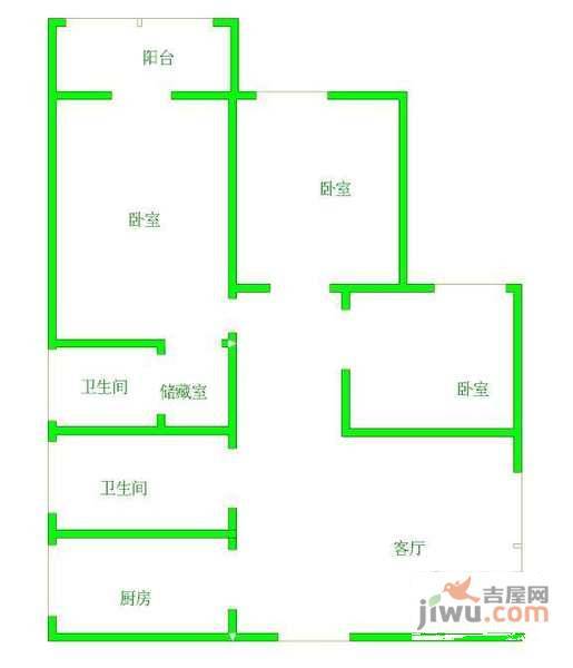 亚都锦园3室2厅2卫户型图