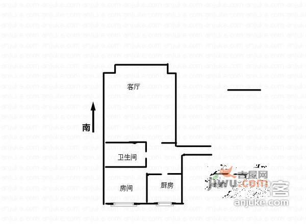 后宰门小区1室1厅1卫42㎡户型图