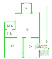 张公桥居住区2室1厅1卫71㎡户型图