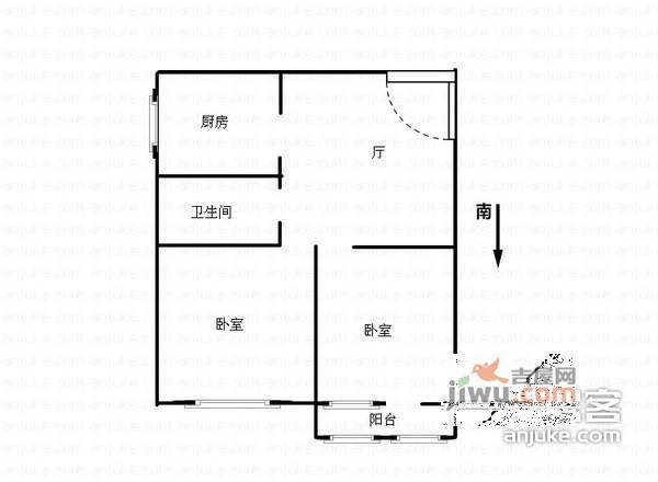 张公桥居住区2室1厅1卫71㎡户型图