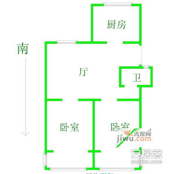 张公桥居住区2室1厅1卫71㎡户型图