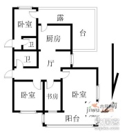 张公桥居住区3室2厅1卫84㎡户型图