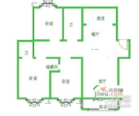 万达江南明珠3室2厅2卫130㎡户型图