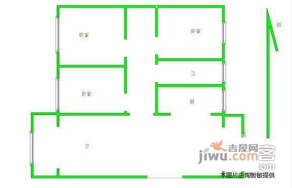 市政天元城椰树座3室2厅2卫123㎡户型图