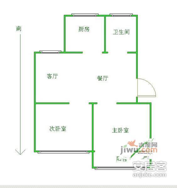 欣乐新村2室2厅1卫85㎡户型图