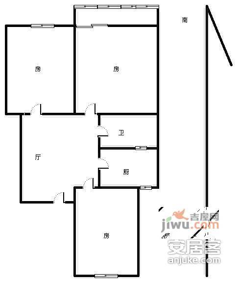 随园小区3室1厅1卫70㎡户型图