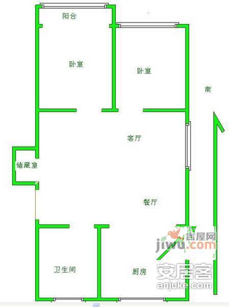 海堂里2室2厅1卫户型图