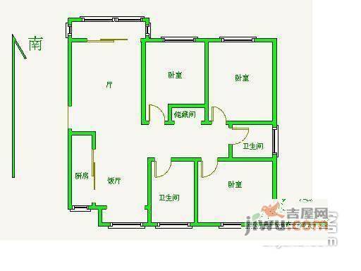 欧陆经典花园3室2厅1卫115㎡户型图