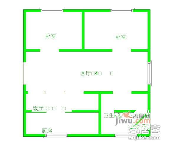 北城嘉园2室2厅1卫81㎡户型图