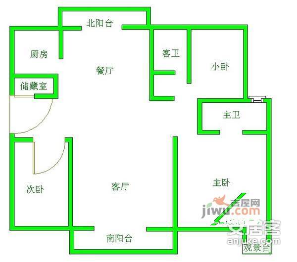 领域花园3室2厅2卫128㎡户型图