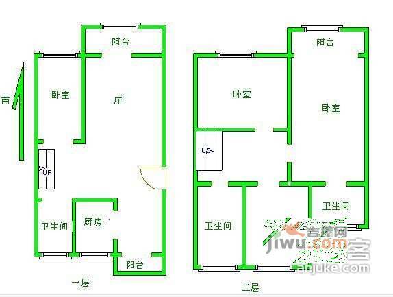 尚景公寓3室2厅1卫75㎡户型图