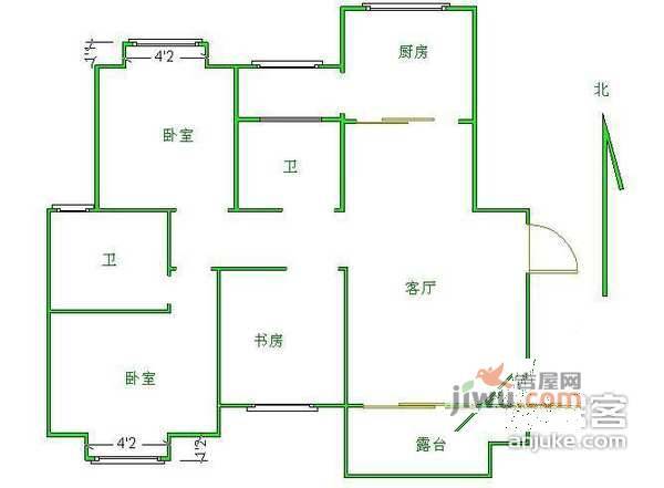 万江共和新城红公馆4室2厅2卫153㎡户型图