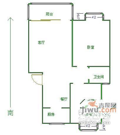 万江共和新城红公馆2室2厅1卫81㎡户型图