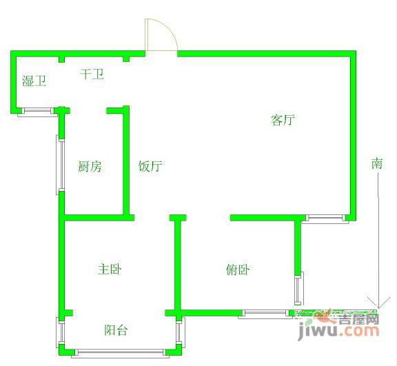 银城御道家园2室2厅1卫101㎡户型图