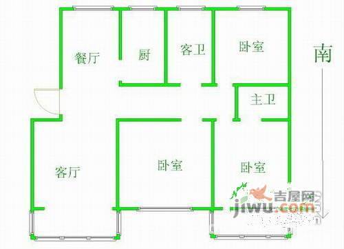 银城御道家园3室2厅1卫户型图