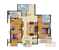 蓝山国际公寓3室2厅2卫119㎡户型图