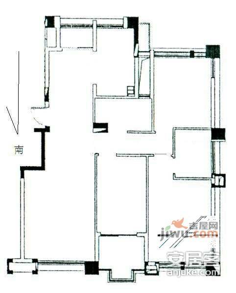 蓝山国际公寓3室2厅2卫119㎡户型图