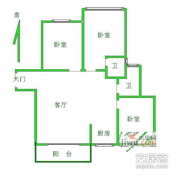 银城东苑3室2厅2卫1320㎡户型图