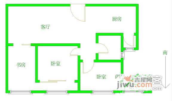 苏宁天启花园2室2厅1卫93㎡户型图