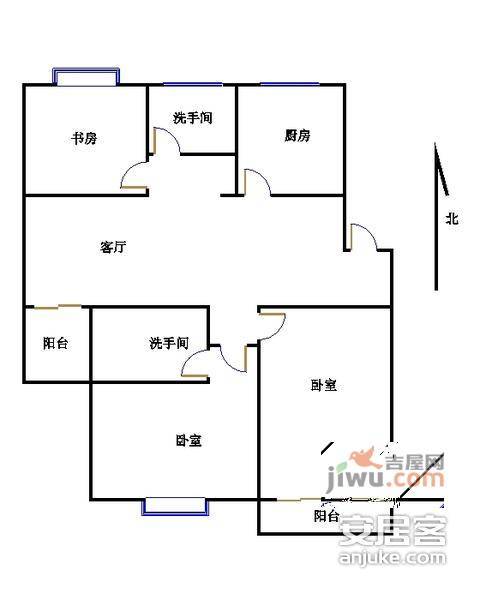 苏宁天启花园3室2厅2卫144㎡户型图