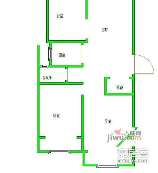 苏宁天启花园3室2厅1卫126㎡户型图