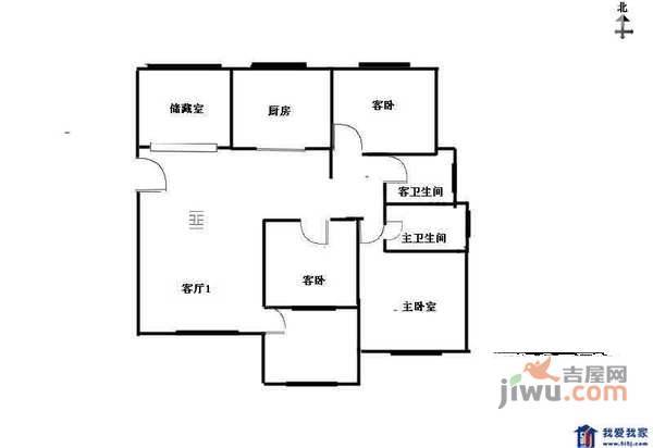 五台山庄3室2厅1卫户型图