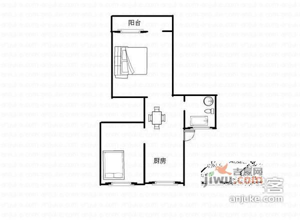 石鼓路小区2室1厅1卫70㎡户型图