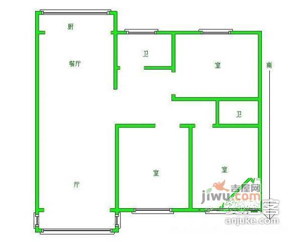 鑫园森林海3室2厅2卫134㎡户型图