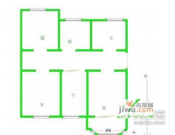 鑫园森林海3室1厅1卫83㎡户型图