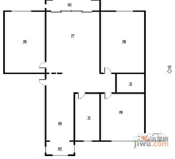 鑫园森林海3室1厅1卫83㎡户型图