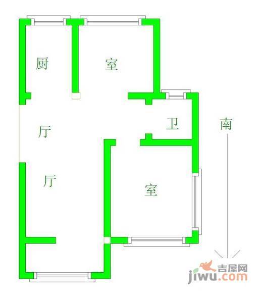 御河新村2室1厅1卫62㎡户型图