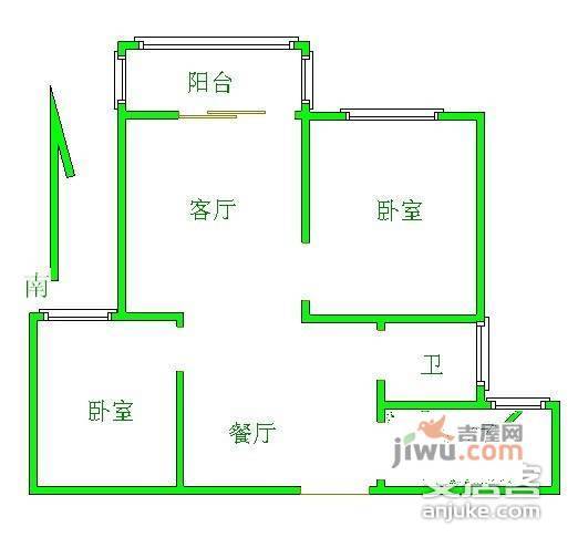 丽都雅苑2室2厅1卫86㎡户型图