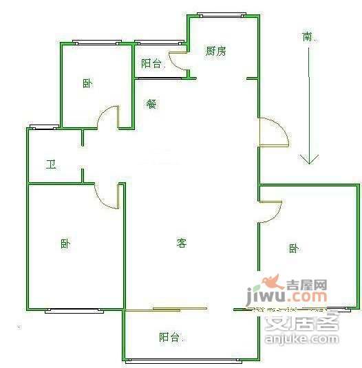 丽都雅苑3室2厅1卫121㎡户型图