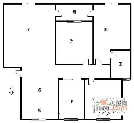 丽都雅苑3室2厅2卫130㎡户型图