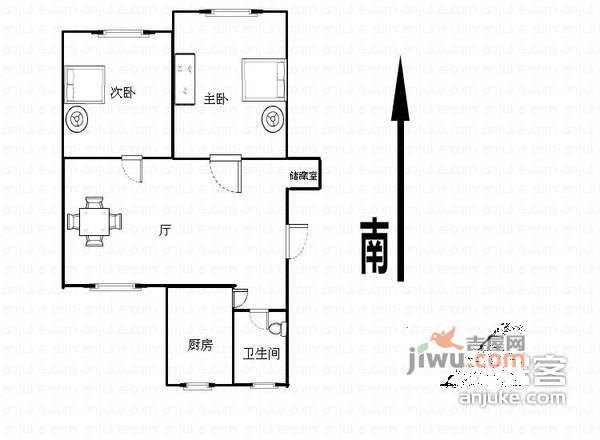 兴贤佳园尚贤苑2室1厅1卫69㎡户型图