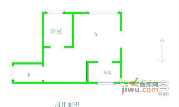 兴贤佳园尚贤苑1室1厅1卫43㎡户型图