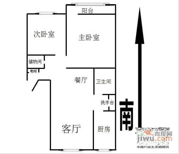 营苑新寓2室2厅1卫76㎡户型图