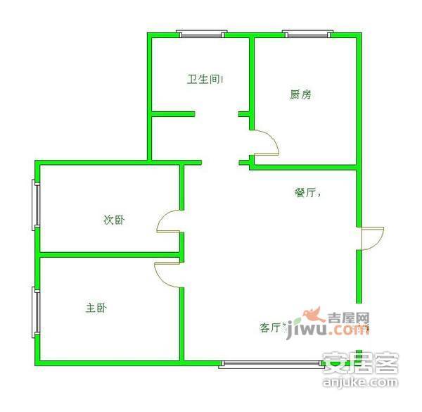 鼎业花苑3室1厅1卫94㎡户型图