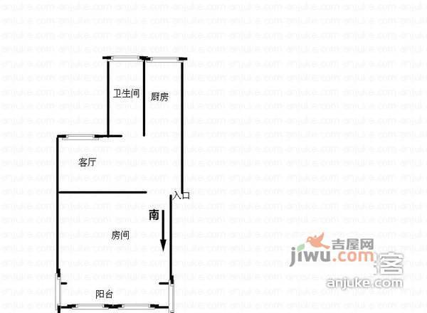 四方新村一村1室1厅1卫47㎡户型图