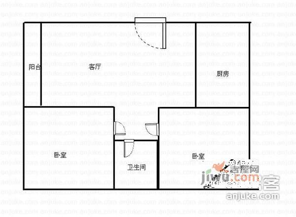 福润雅居2室2厅1卫90㎡户型图