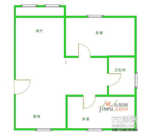 福润雅居2室1厅1卫90㎡户型图