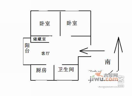 大华锦绣华城榴美颂2室1厅1卫95㎡户型图