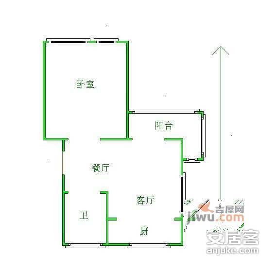 大华锦绣华城榴美颂1室2厅1卫61㎡户型图