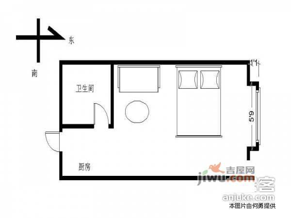 辰龙广场1室1厅1卫57㎡户型图