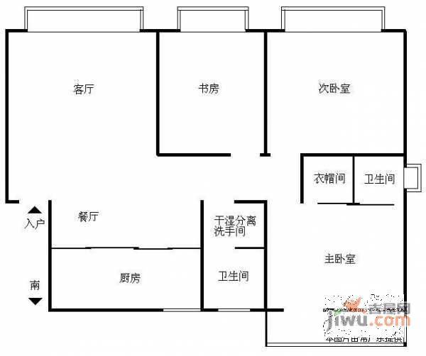 辰龙广场3室2厅2卫131㎡户型图