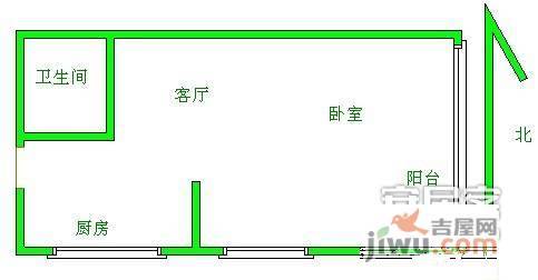 辰龙广场1室1厅1卫57㎡户型图