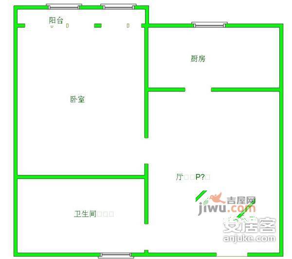 望燕名居1室1厅1卫43㎡户型图