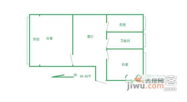 望燕名居2室1厅1卫69㎡户型图