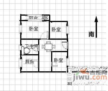 天正湖滨君悦阁3室1厅1卫128㎡户型图